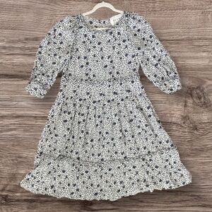 DYVNA Silk Blend Floral Cottagecore Midi Dress Blue Tiered Puff Sleeve Small